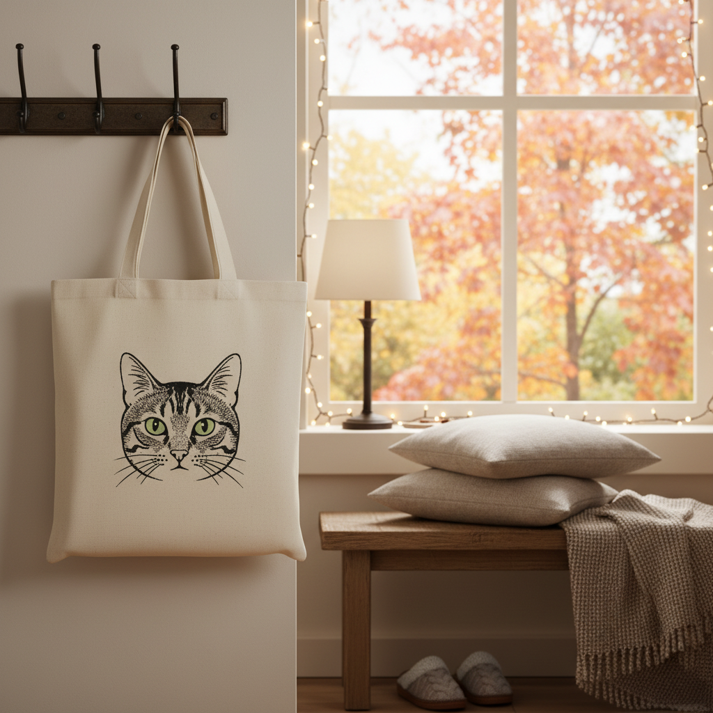 Whiskers Away Tabby Cat Purrfect Eco Tote Bag
