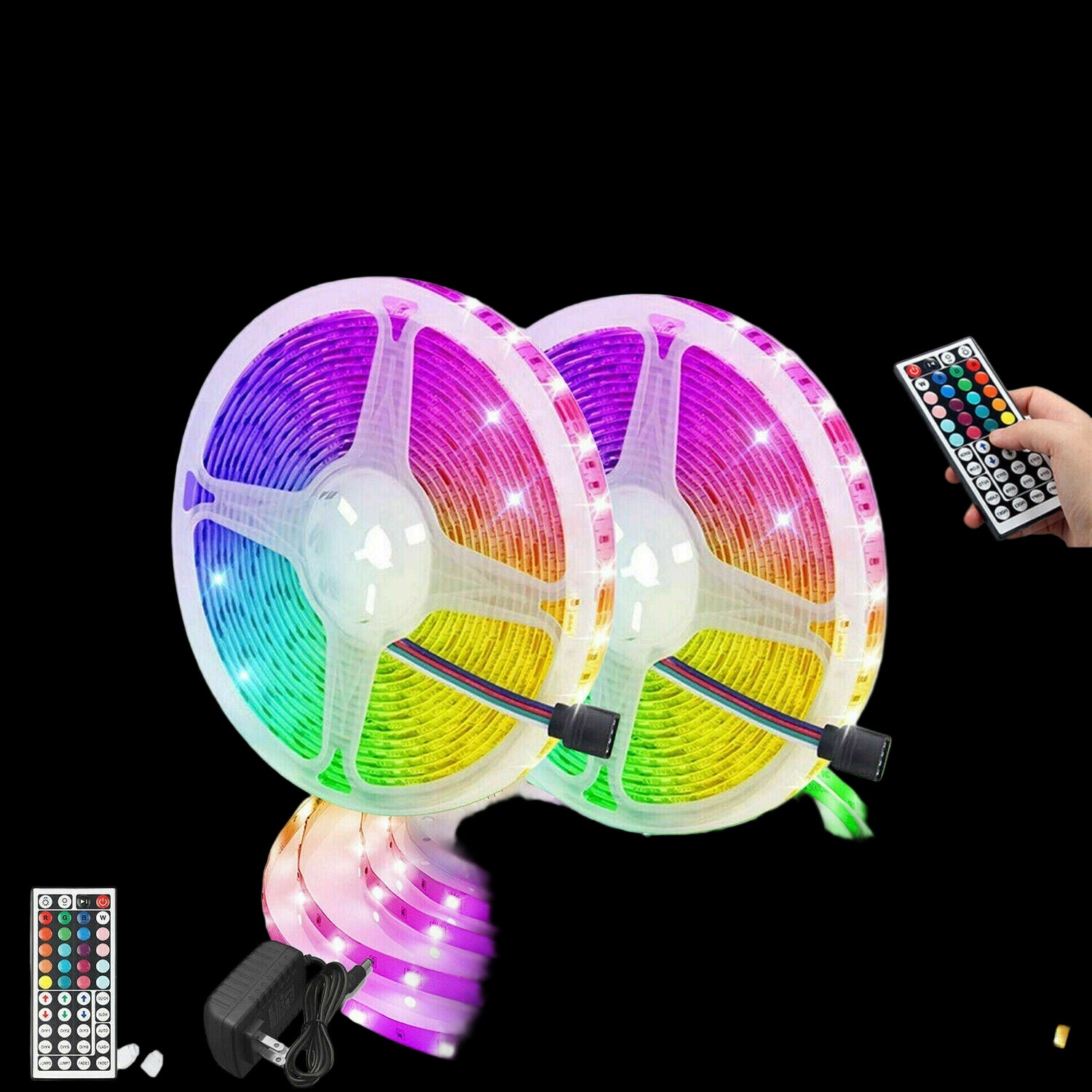 32FT LED SMD Strip Light Flexible 3528 RGB Remote Fairy Lights Room TV Party Bar