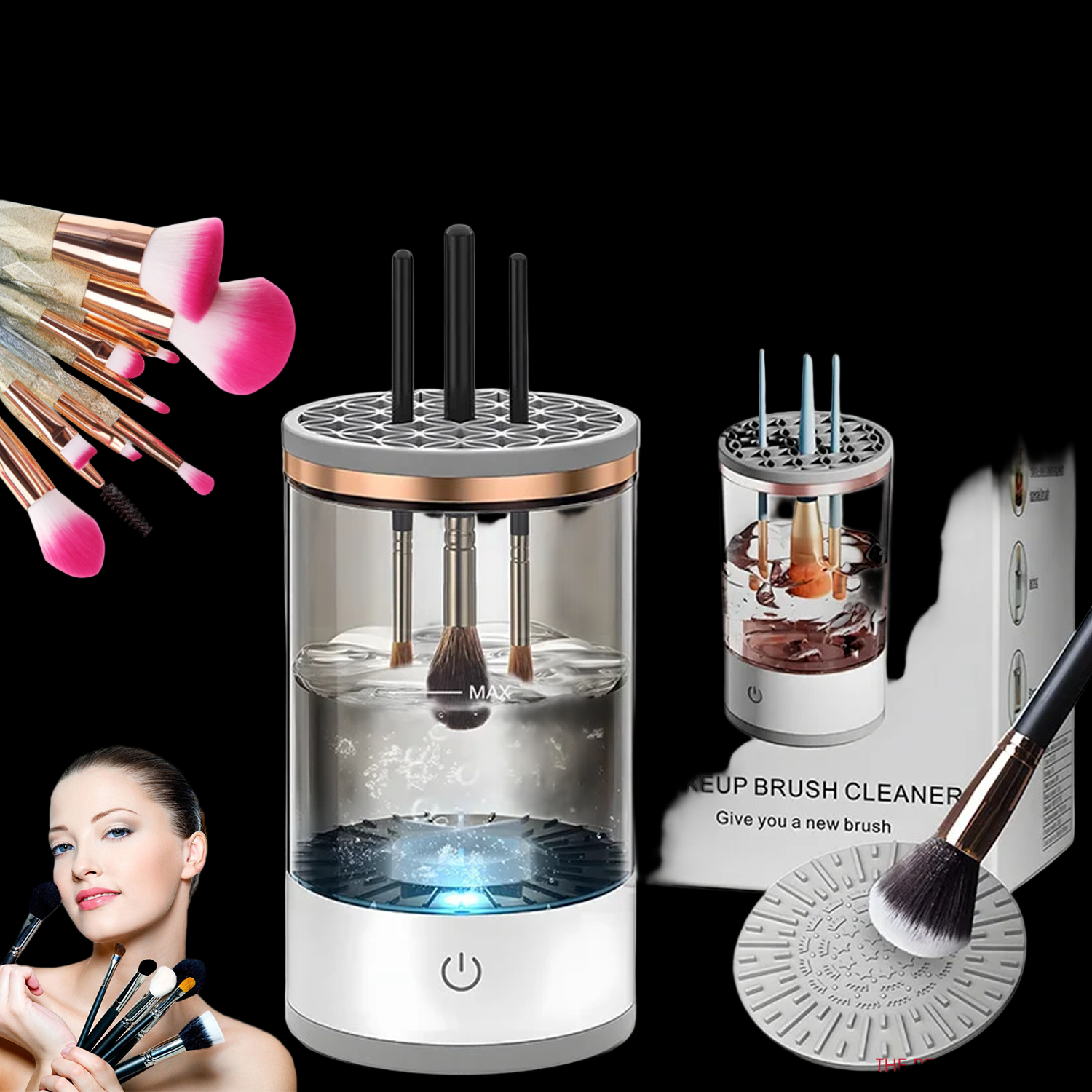 Automatic Brush Cleaner Electric Makeup Brush Cleaning Machine Fast Clean Dryer