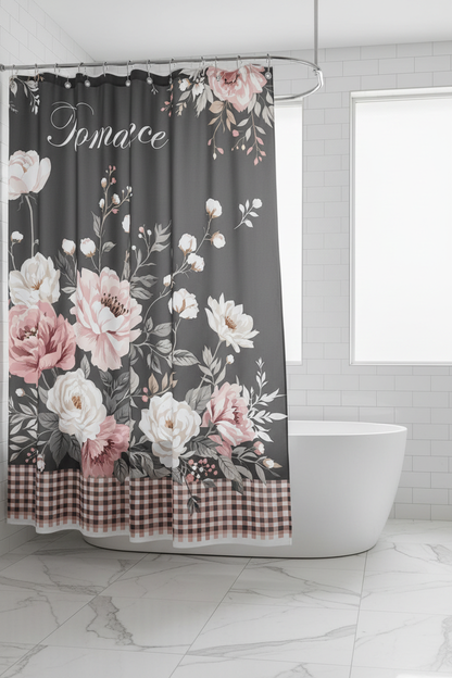 Black Romance Shower Curtain in Modern Bathroom