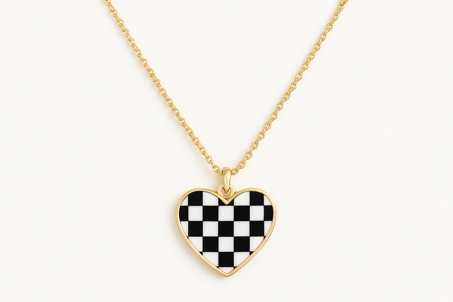 Checkered Heart Necklace