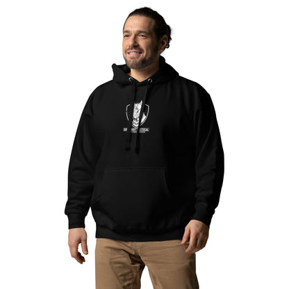 Rugged Athletic Model wearing the Good Boy Hoodie with the Cane Corso Logo on the front.