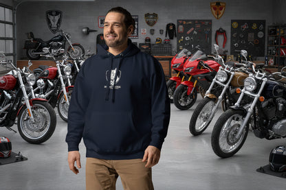 Rugged Athletic Model wearing the Good Boy Hoodie with the Cane Corso Logo on the front walking down the street