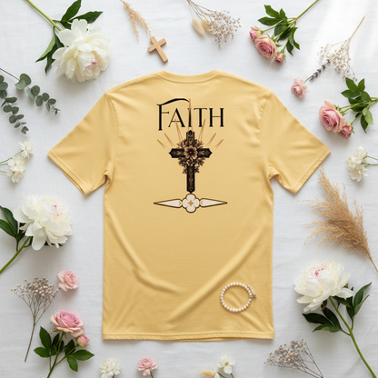 Faith Floral Cross Tee - Flat Lay