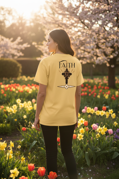 Faith Floral Cross Tee - Spring Garden