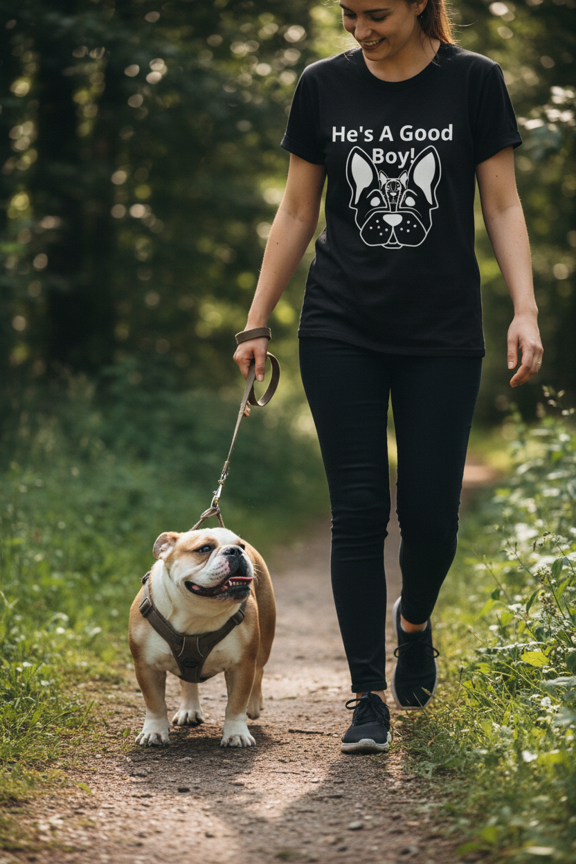 He's A Good Boy - Walking English Bulldog (Black)