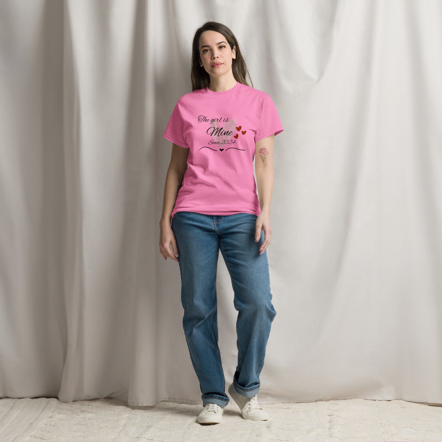 Model Wearing The Pink The Girl is Mine Tee